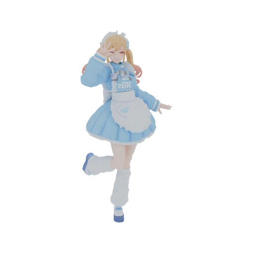 Maid Anime Figure with Blue Outfit and White Apron