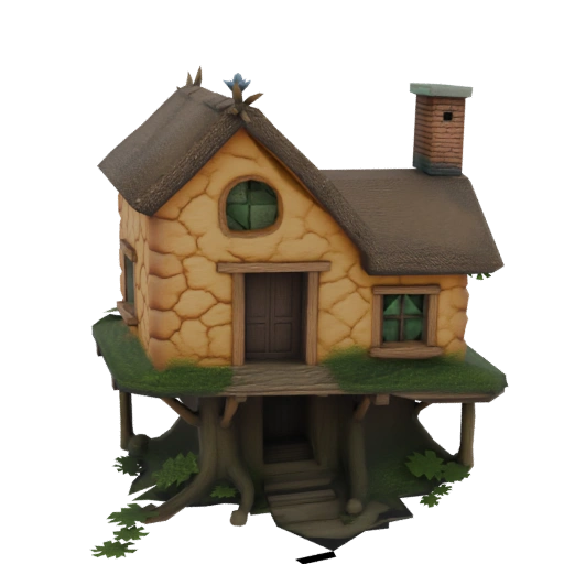 Whimsical Treehouse Cottage 3D Model