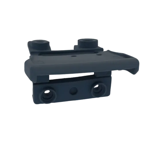 A dark gray 3D model of a dual bracket mount with two parallel mounting sections and circular openings.