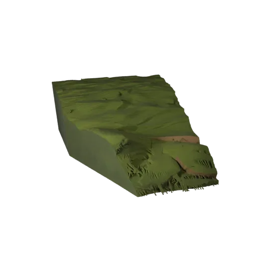 Savanna Grassland Biome 3D model, close-up cinematic environment render, showing terrain layers, terrain detail.