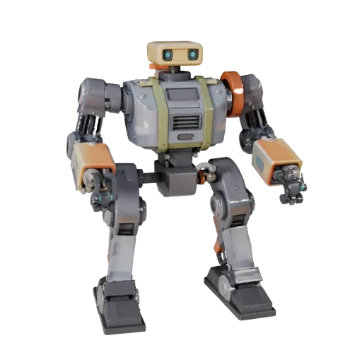 Crawler Service Robot Stylized 3D model, stylized isometric render, showing metal frames, robot form.