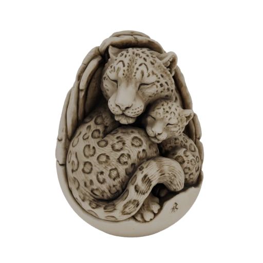 Leopard Mother and Cub Sculpture