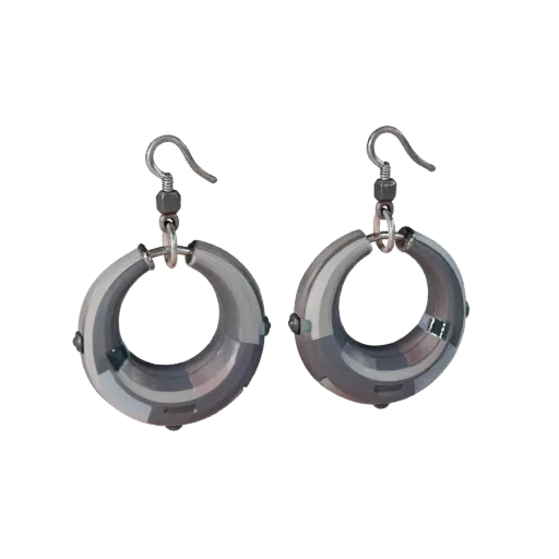 Hoop Style Earrings game ready 3D model, three-quarter studio render, showing earring silhouette and surface contrast.