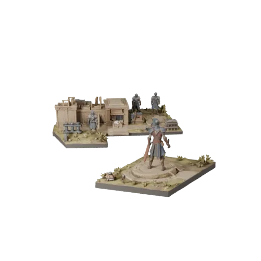 Anteprima modello 3D Dungeon Miniature Scene, parti, vista a tre quarti, profondità e scala di visualizzazione