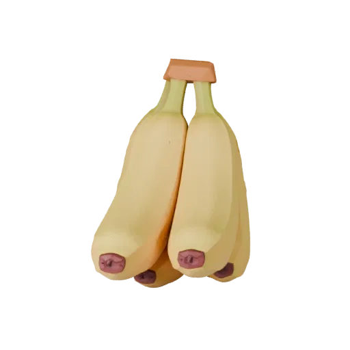 Market Banana Bunch Printable 3D model, isometric STL render, showing skin pores, recognizable fruit forms.