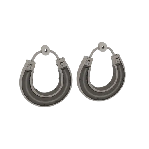 Hoop Style Earrings render detail 3D model, front view studio render, highlighting earring form and finish detail.