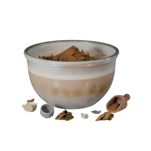 Spice Flour Bowl Realistic 3D model, three-quarter studio render, showing powders, small ingredient shapes.