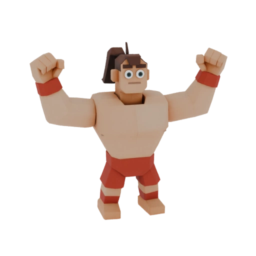 Low-poly four-armed bodybuilder