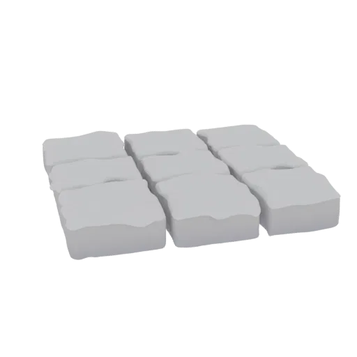 Snowy Tundra Ground Tile Printable 3D model, isometric tabletop STL render, showing layered soil, snow banks.