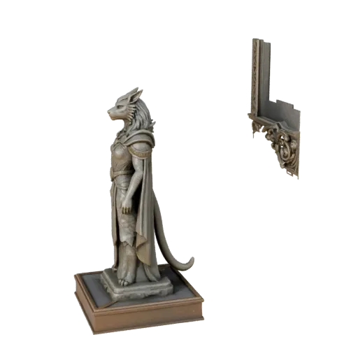 Fantasy Animal Statue product render 3D model preview three-quarter studio view, pedestal and sculpt detail