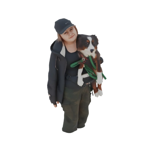 Woman Holding a Bernese Mountain Dog Puppy