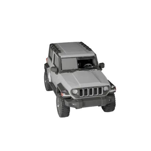 Modelo 3D de SUV estilo Jeep de baja poligonización, vista de juego a tres cuartos, activo de vehículo de baja poligonización