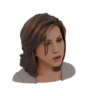 AI-generated 3D model of a woman with brown hair, looking slightly to the side with a thoughtful expression.