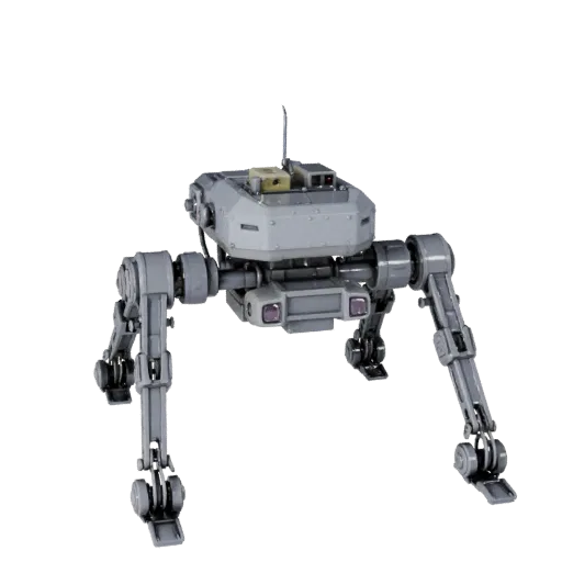 Crawler Style Robot 3D model, three-quarter front view, Unreal Engine viewport, showing metal frames, robot form.