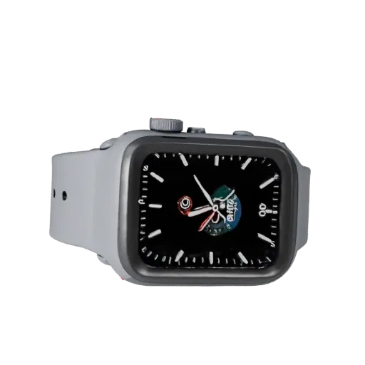 Sport Smartwatch Case Realistic 3D model, three-quarter studio render, showing metal cases, wrist scale.