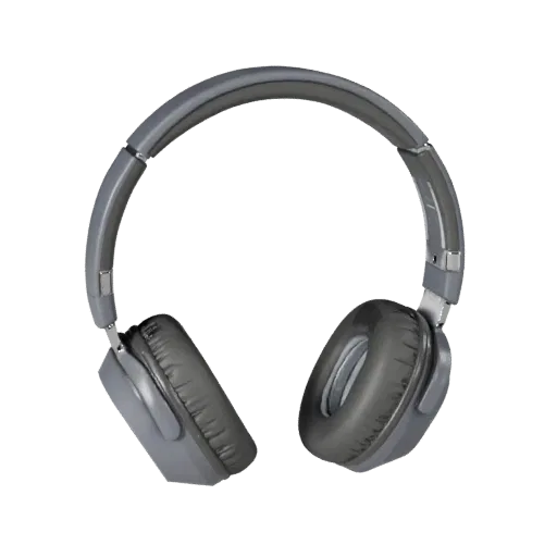 Sports Headphones 3D model, three-quarter front view, Unity viewport, showing soft ear pads, wearable scale.
