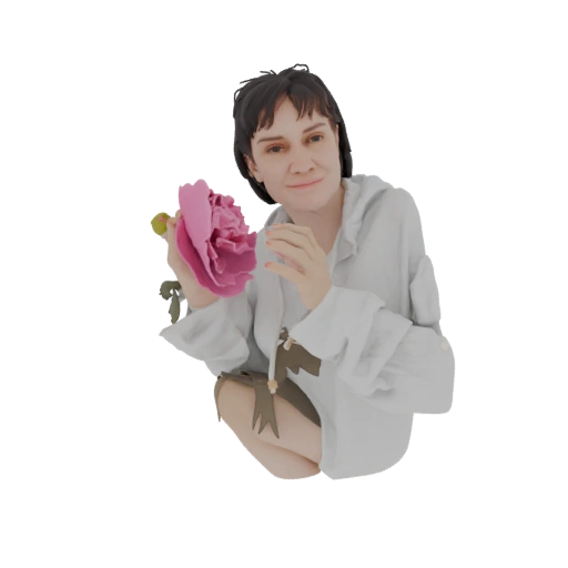 Woman Holding a Pink Peony Flower