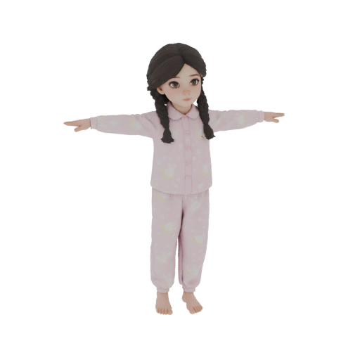 Cute Girl in Pajamas 3D Model