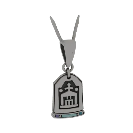 Symbolic Charm scene ready 3D model, top-down studio render, showing pendant silhouette and surface contrast.