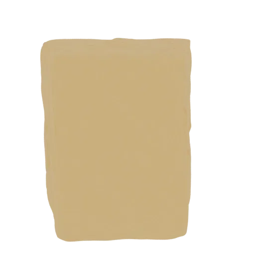 A 3D render of a simple, solid beige block with slightly irregular edges, presented on a white background.