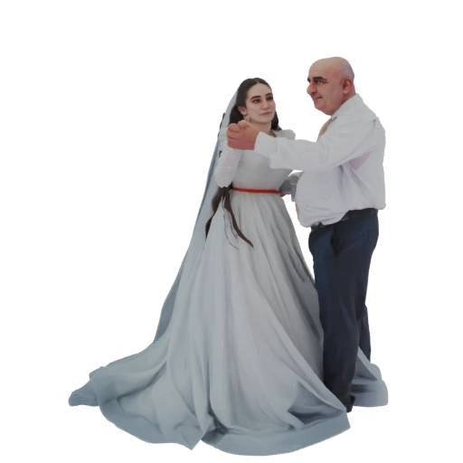 Bride and Father Dancing 3D Model