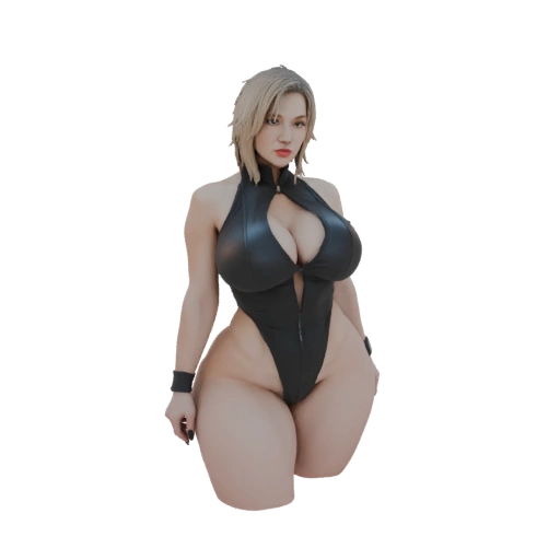 Cyberpunk Woman in Black Bodysuit 3D Model