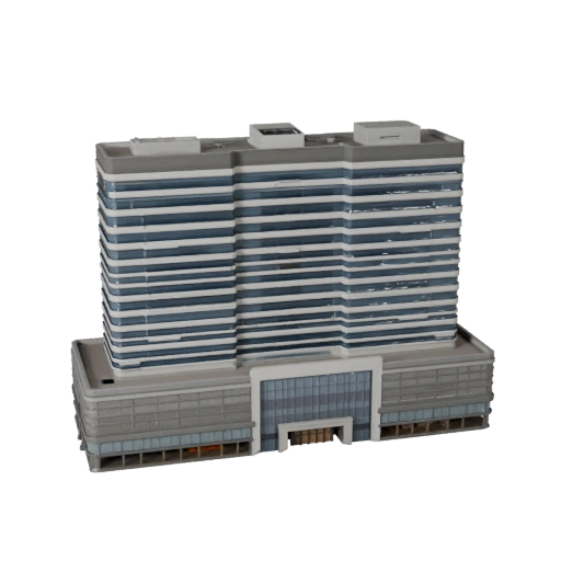 Высокополигональная 3D модель здания с атриумом для офиса для Archviz