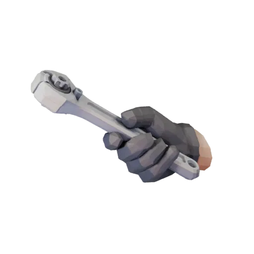 Precision Torque Wrench Low Poly 3D model, game viewport three-quarter view, showing painted metal, clear grip zones.