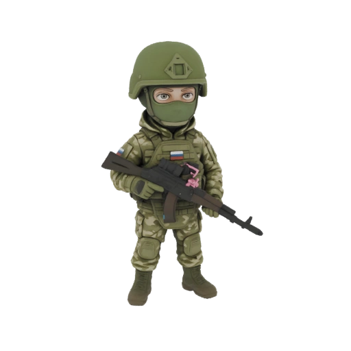 Chibi Soldier with AK-47 and Russian Flag Patch