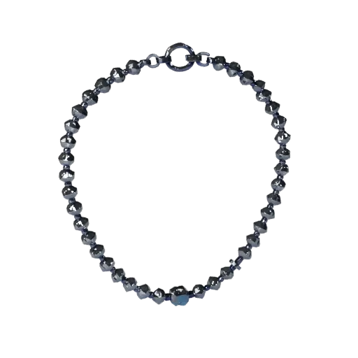 Sterling Silver Chain Pearl Necklace 3D model, game viewport three-quarter view, pearl surface.