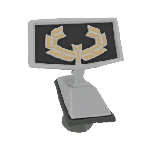 3D model of a Laurel Wreath Trophy with a golden wreath on a dark plaque and a silver stand, isolated on a black background.