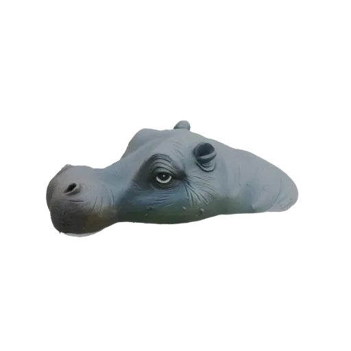 A realistic 3D model of a hippo's head, viewed from the side, showcasing its detailed skin texture and facial features.