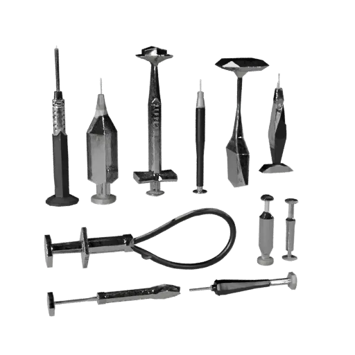 Dental Syringe Model Low Poly 3D model, game viewport three-quarter view, showing stainless steel, handheld tool scale.