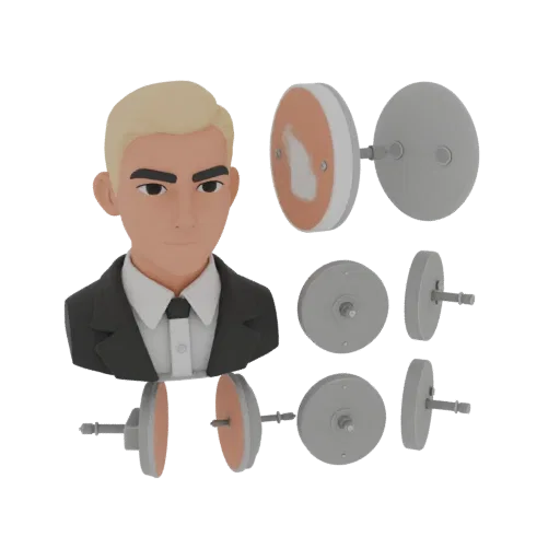 Round Shirt Stud product viz 3D model, side view studio render, with clean topology and PBR shading on the cufflink.
