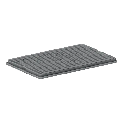 A 3D model render of a modern rectangular grill grate with parallel bars and a clean, minimalist design.