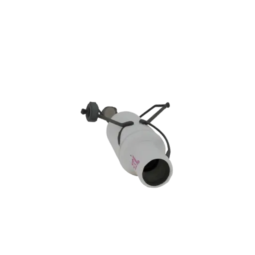3D model of a white Portal Gun with pink markings, shown from a side angle against a white background.