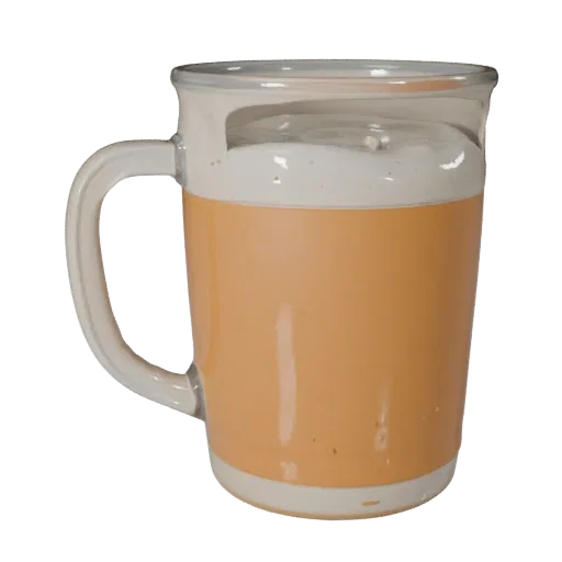 Cafe Tea Mug Realistic 3D model, three-quarter studio render, showing glass, container shape.