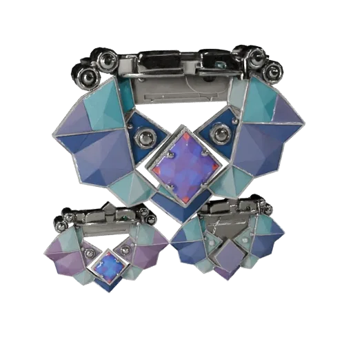 Geometric Lapel Pin game ready 3D model, isometric studio render, highlighting brooch seams, edges, and finish layers.