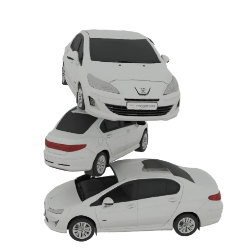 Stack of White Sedans 3D Model