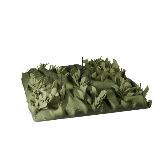 Wildflower Field Module Realistic 3D model, three-quarter environment render, showing leaf clusters, terrain detail.