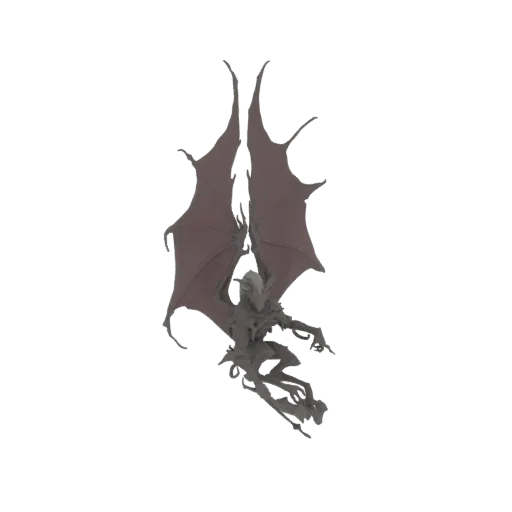 A 3D model of a fearsome Gargoyle Dragon with large, leathery wings spread, perched in a dynamic, ready-to-strike pose agains
