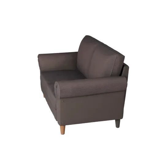 Compact Sofa Realistic 3D model, living room, three-quarter studio render, woven fabric detail.