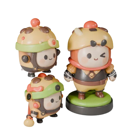 Cute Food Mascot high poly 3D model preview showing pose, studio close-up view, expression and smooth toy surfaces