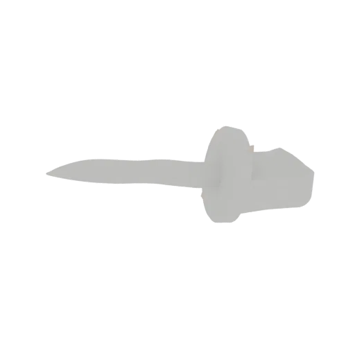 3D model render of a light gray flathead screwdriver with a round handle against a black background.