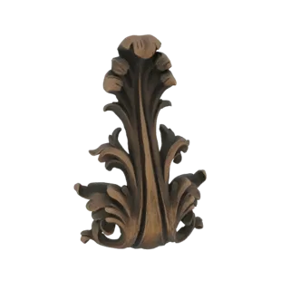 Una renderización 3D de un ornamento de voluta de hoja de acanto ornamentada con tallas detalladas y un acabado texturizado y