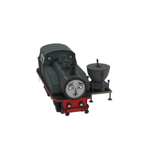 Sad Steam Locomotive with Tender