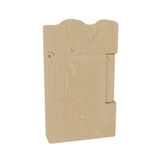 Modèle 3D d'un briquet conçu pour ressembler à du bois sculpté, présentant un relief détaillé de paysage montagneux.