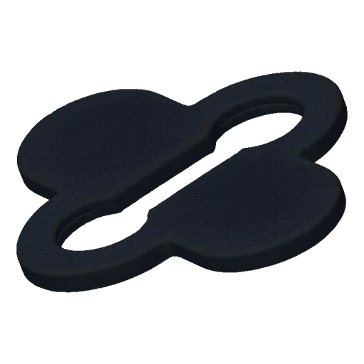 A 3D render of an interlocking infinity symbol in a matte black finish, presented on a white background.
