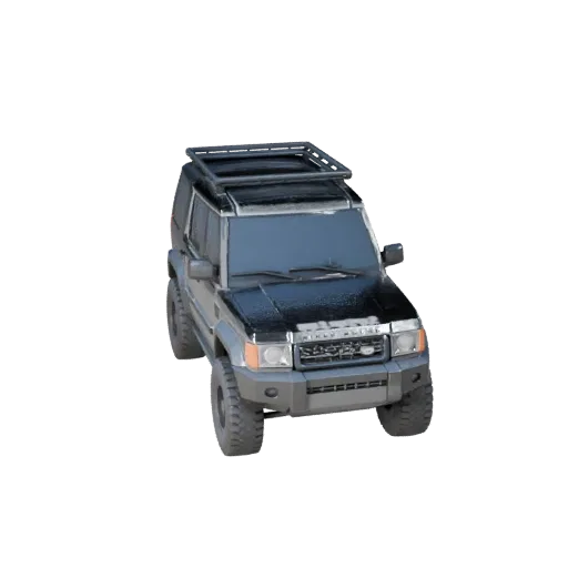 Modelo 3D SUV Todoterreno Low Poly, vista de juego a tres cuartos, activo de vehículo low poly con altura de conducción eleva
