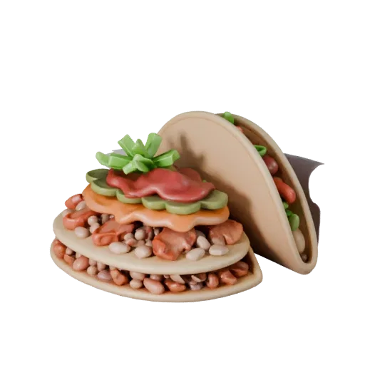 Restaurant Taco Platter High Poly 3D model, close-up studio render, showing sauces, plated composition.